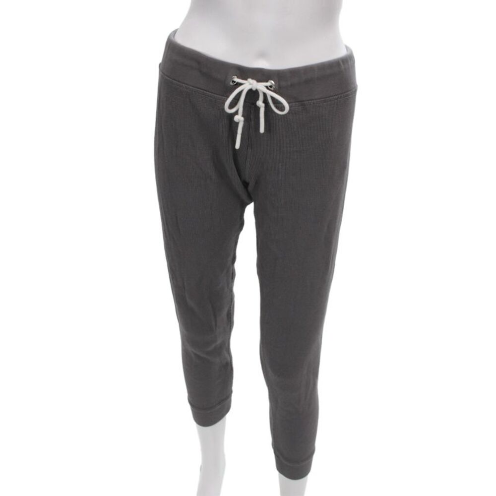 Leallo Womens Capri Pants Gray Drawstring Cotton Casual Size S